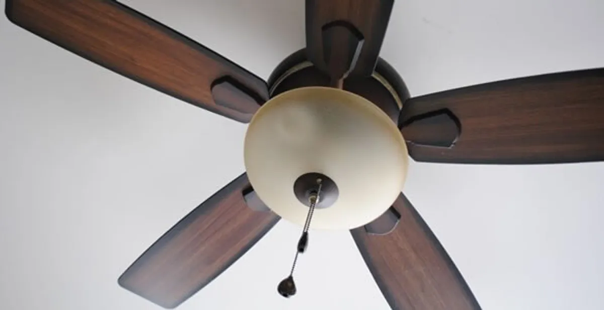 Fully installed ceiling fan with balanced blades and light fixture in Indianapolis, IN